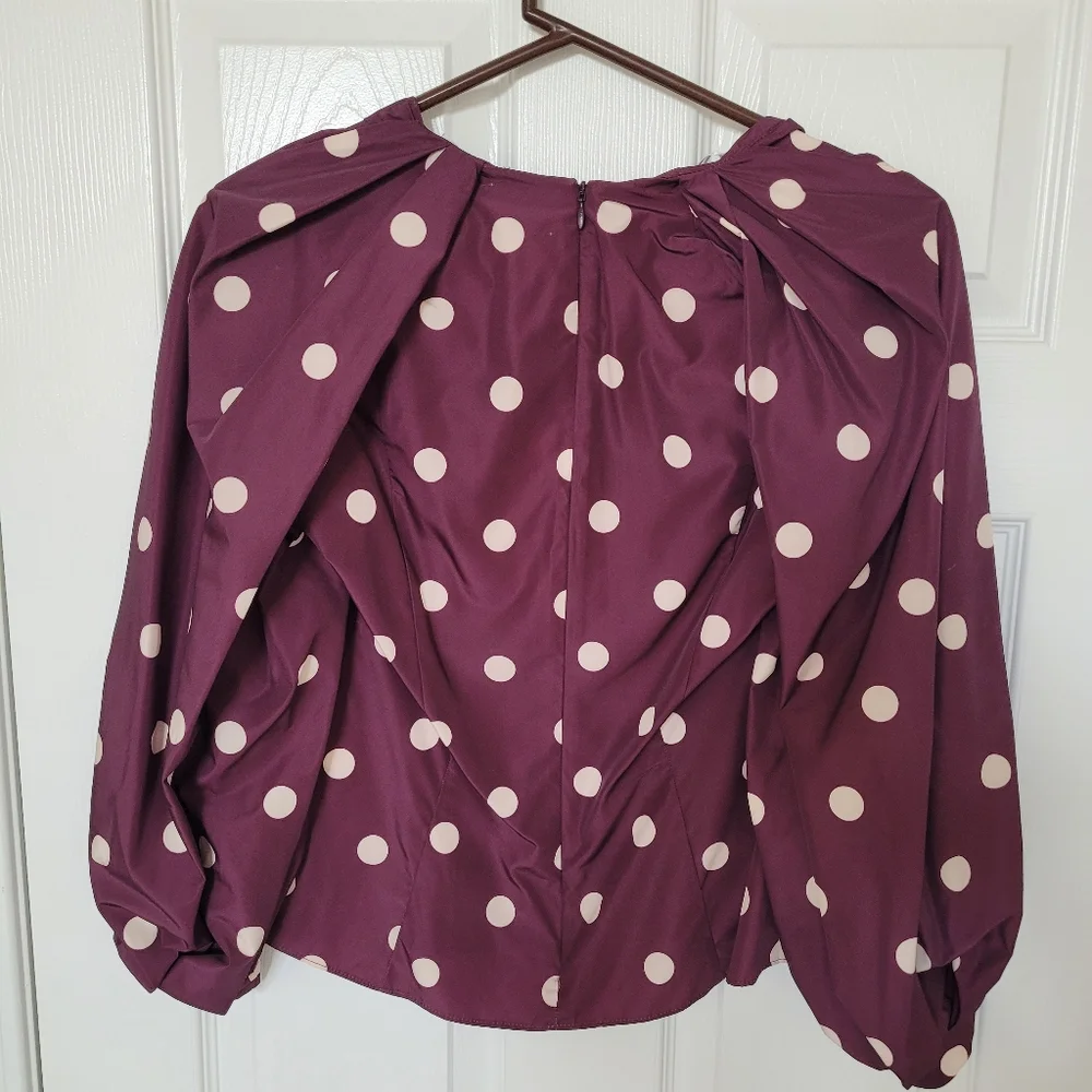 Xs - Zara - Taffeta purple white polka dot blouse - Picture 2 of 7
